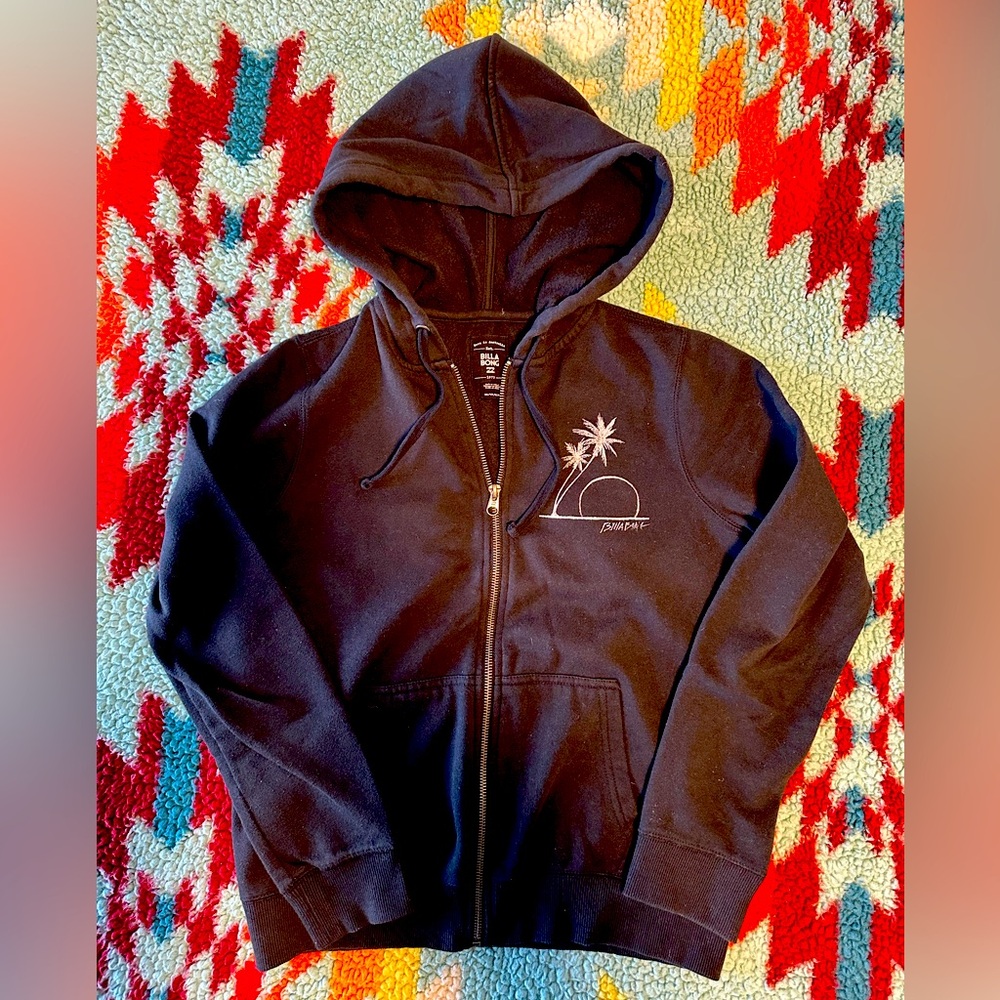 Billabong Zip Up Hoodie, size xs, black